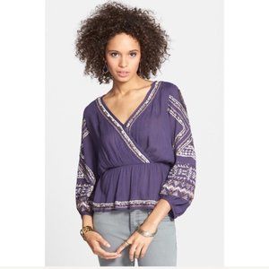 Free People Stitch Up Your Heart Faux Wrap Top S